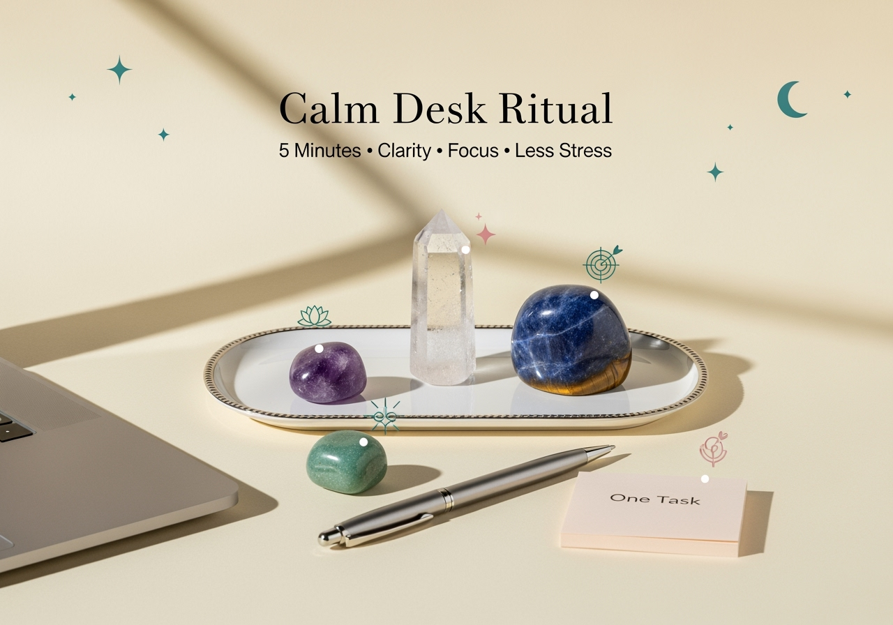 How to Build a Calm Desk: 5‑Minute Crystal Ritual for Focus and Less Stress