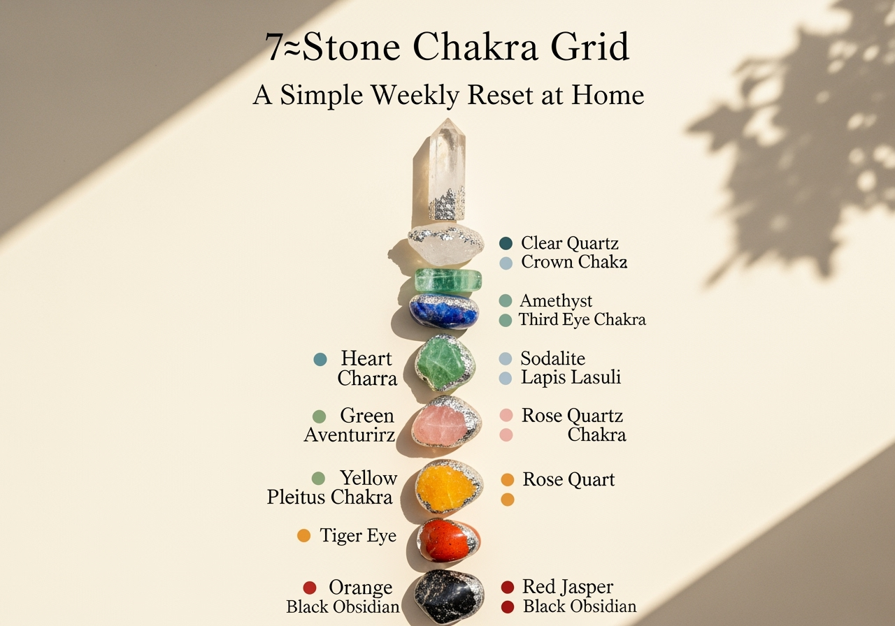 Chakras at Home: Create a Simple 7‑Stone Grid for a Weekly Reset