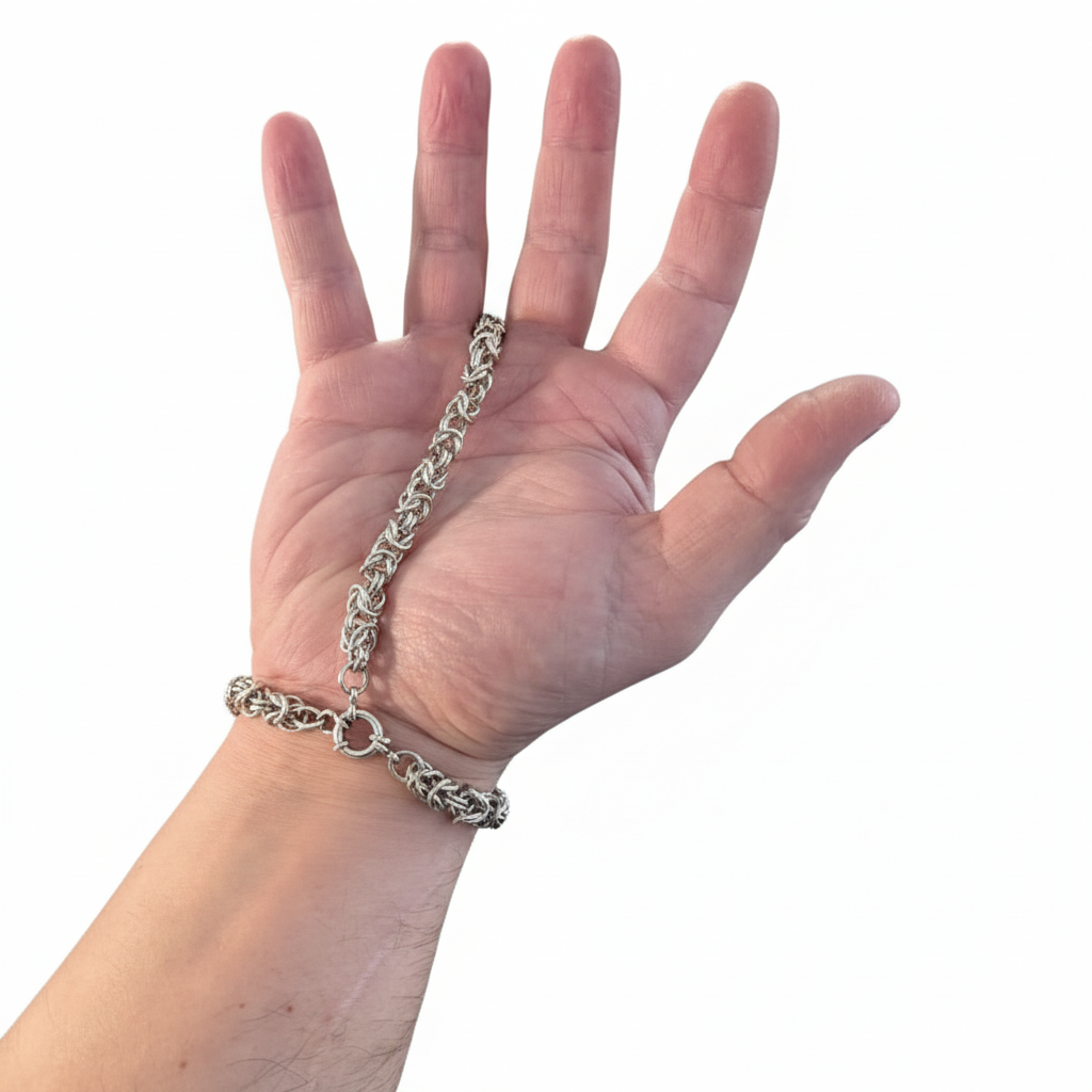 Handmade Byzantine Hand Chain in Gold, Silver & Platinum | Essence-Ciel