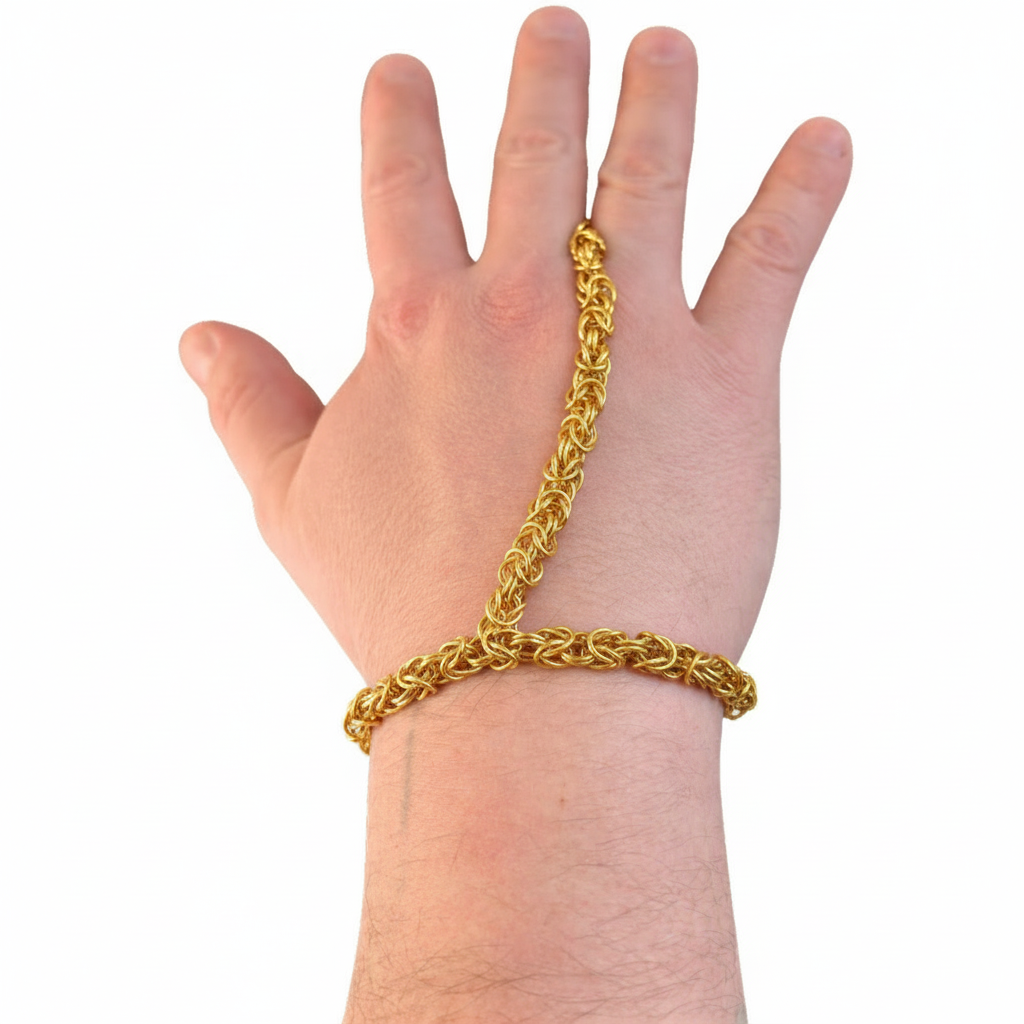 Handmade Byzantine Hand Chain in Gold, Silver & Platinum | Essence-Ciel