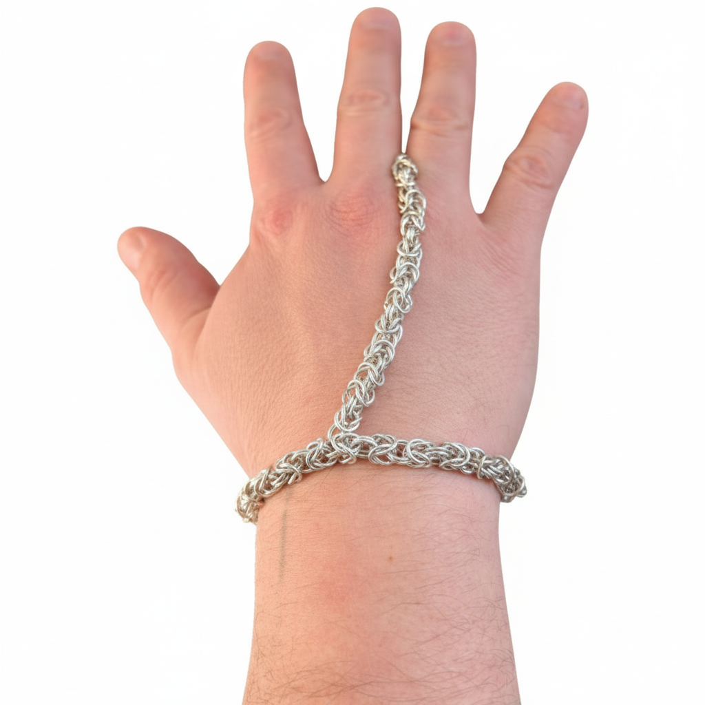 Handmade Byzantine Hand Chain in Gold, Silver & Platinum | Essence-Ciel