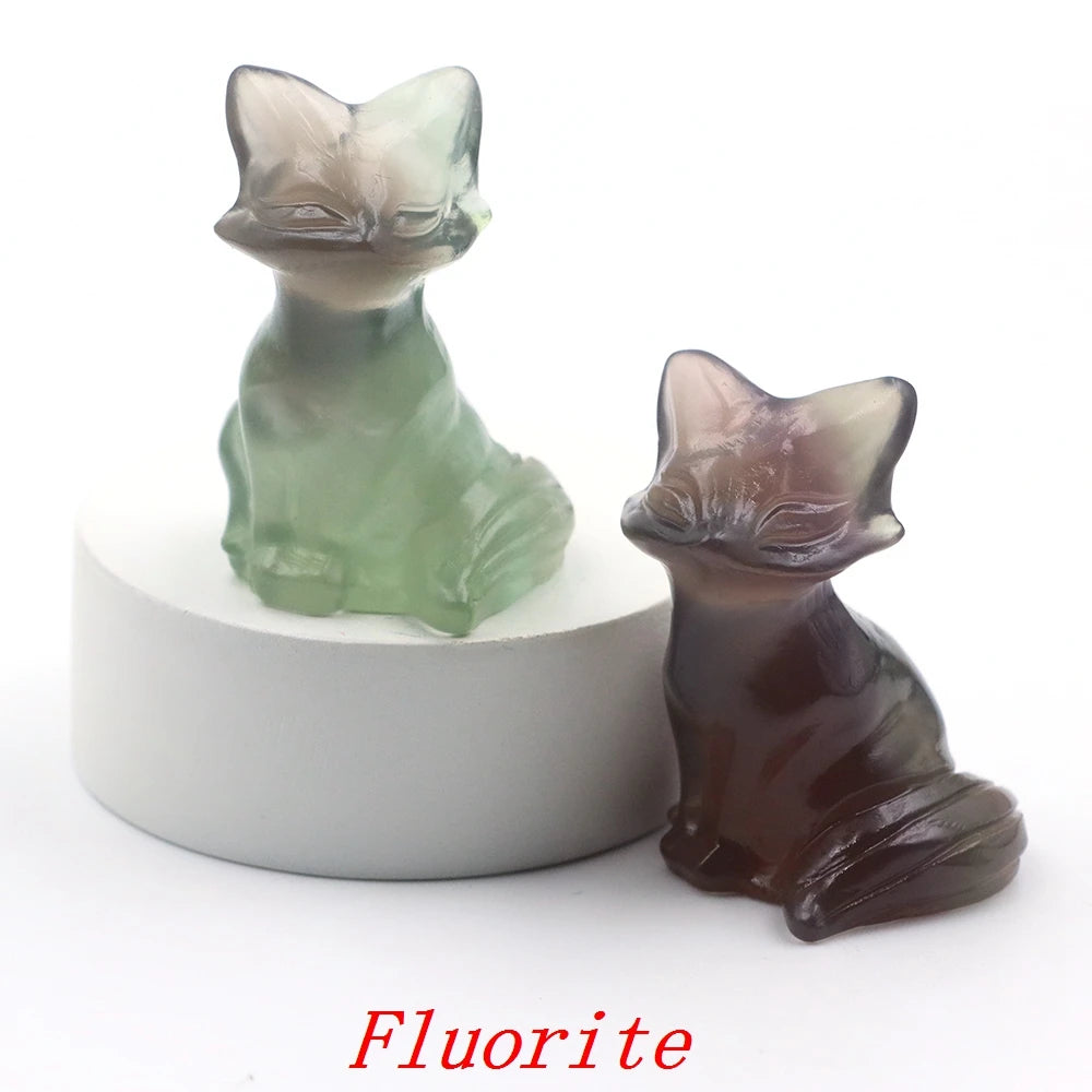 20x Hand-Carved Crystal Fox – 40 mm Figurine (Multi-Stone Collection)