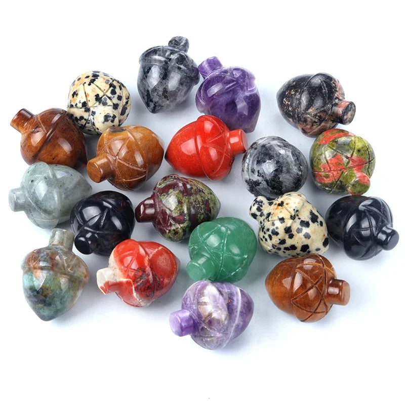 1x Pine Nut (Acorn) Crystal – 20×26 mm Carved Ornament (No Hole)