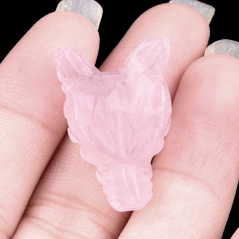 1x 27x25 mm Carved Wolf Head Crystal – Multi-Stone Collection