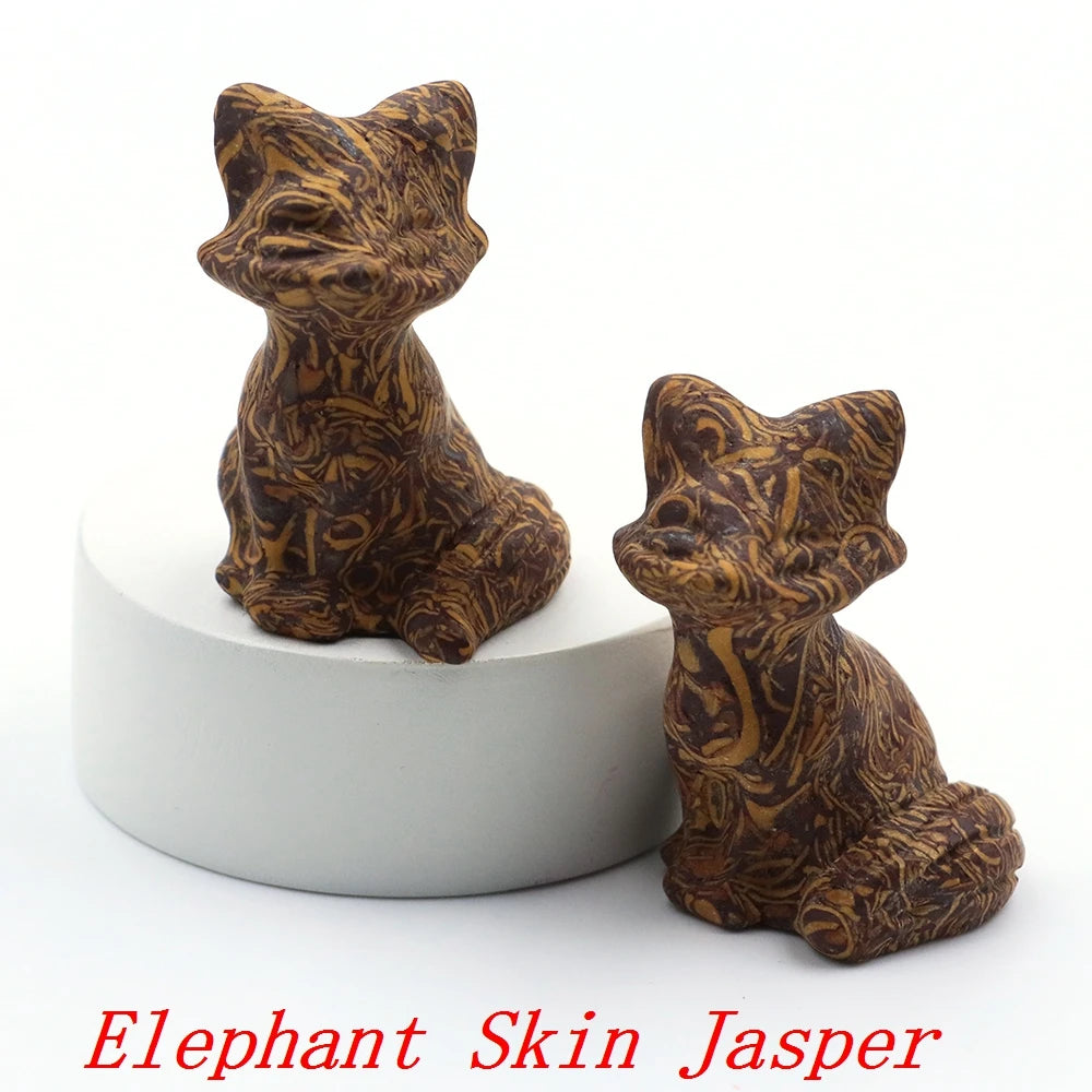 10x Hand-Carved Crystal Fox – 40 mm Figurine (Multi-Stone Collection)