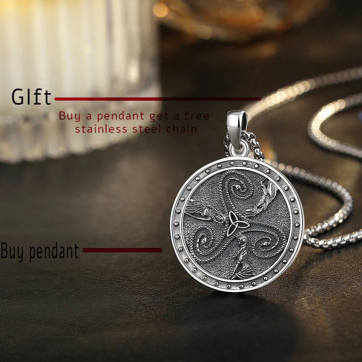 Collier Eudora en argent sterling 925 représentant la triple déesse Hécate – Pendentif amulette Triquetra à nœud celtique | Bijou païen Wicca, cadeau pour femme 