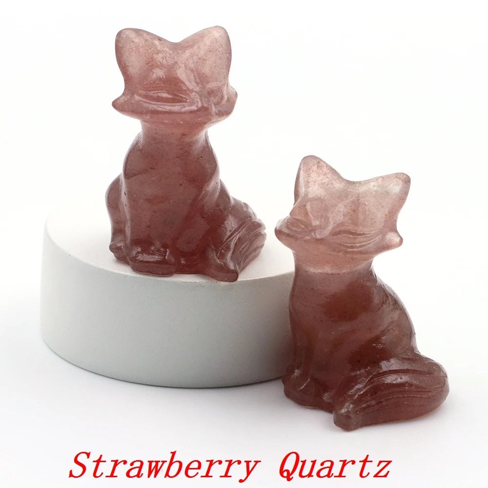 10x Hand-Carved Crystal Fox – 40 mm Figurine (Multi-Stone Collection)