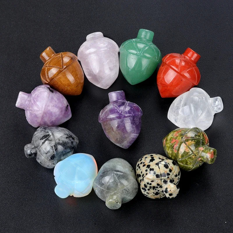 1x Pine Nut (Acorn) Crystal – 20×26 mm Carved Ornament (No Hole)