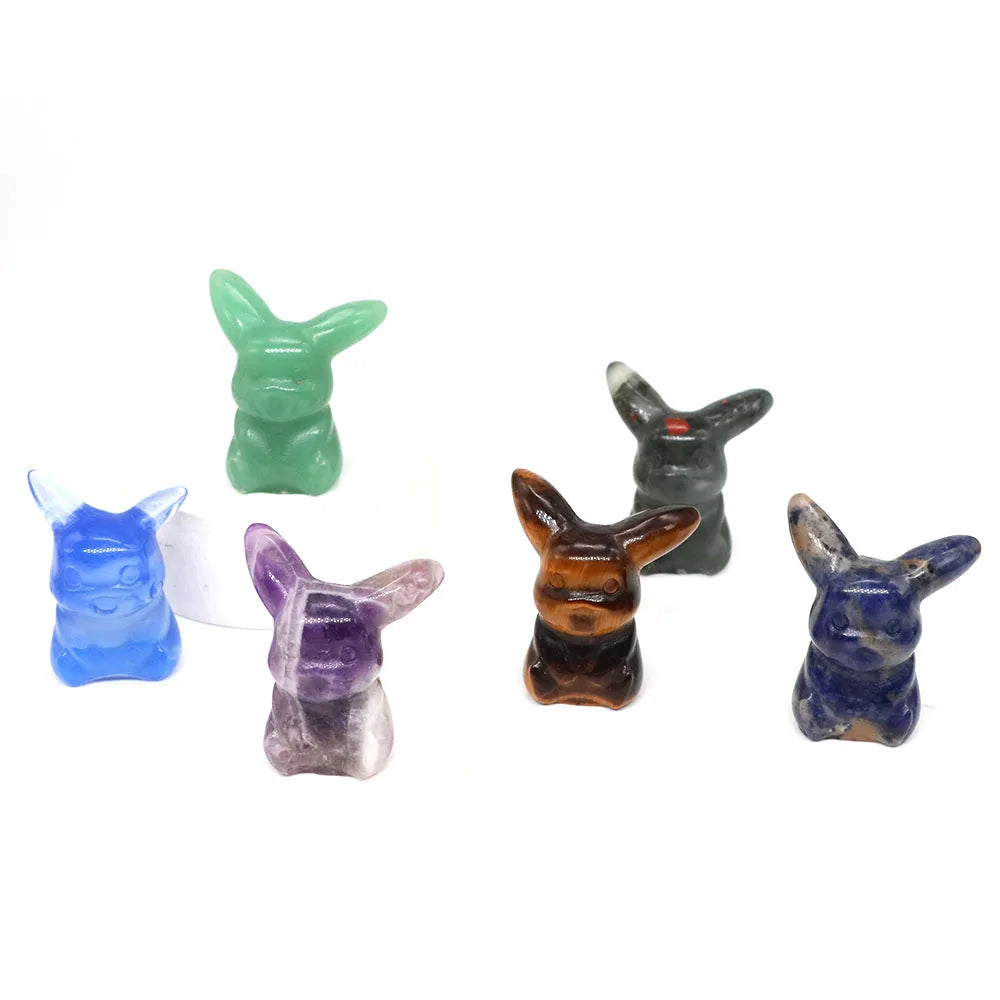 10x Hand-Carved Crystal “Pikachu” – 30 mm Mini Figurine (Multi-Stone Collection)