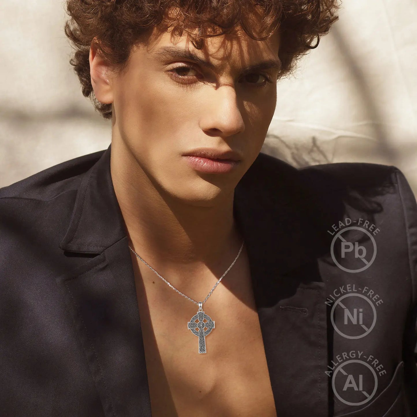 Collier croix nœud celtique en argent sterling 925 Eudora – Pendentif Chi Rho vintage | Bijou religieux chrétien, cadeau pour femmes et hommes 