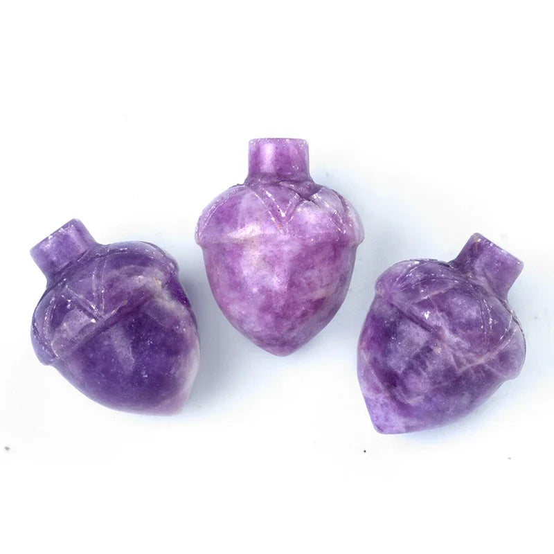 1x Pine Nut (Acorn) Crystal – 20×26 mm Carved Ornament (No Hole)