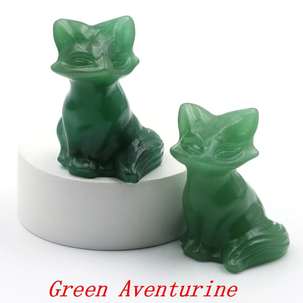 1x Hand-Carved Crystal Fox – 40 mm Figurine (Multi-Stone Collection)