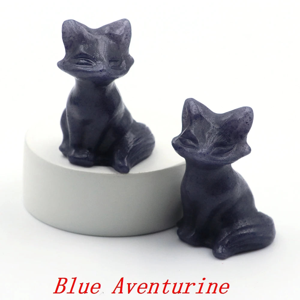 5x Hand-Carved Crystal Fox – 40 mm Figurine (Multi-Stone Collection)