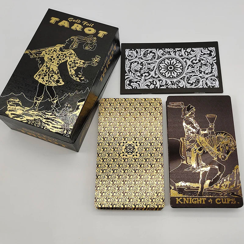 Black Gold Foil Tarot Cards – Plastic Rider Oracle Deck (New Version)