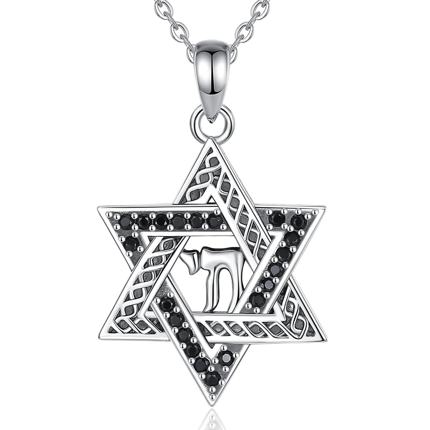 Pendentif Étoile de David en argent sterling 925 Eudora – Collier amulette hexagramme vintage YHWH | Bijou religieux, cadeau pour femmes et hommes 
