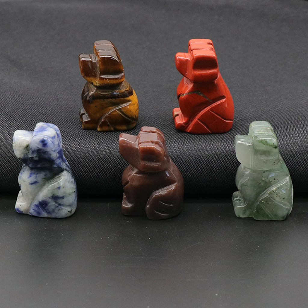 1x Hand-Carved Crystal Dog – 27×17 mm Mini Figurine (Multi-Stone Collection)