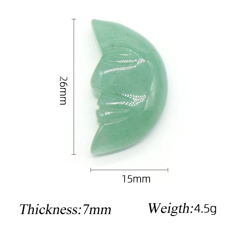 1x Hand-Carved Crystal Moon – 25×15×7 mm Mini Ornament (Multi-Stone Collection)