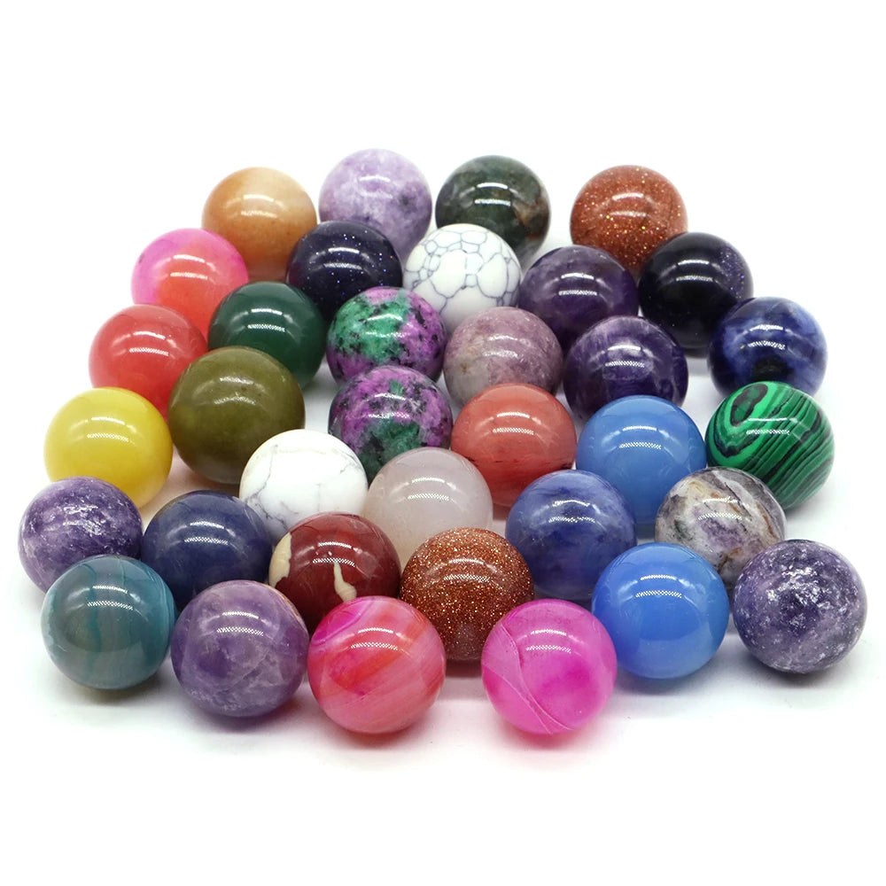 5x 16 mm Mini Crystal Sphere – Natural Stone Specimen Globe (Multi-Stone Collection)