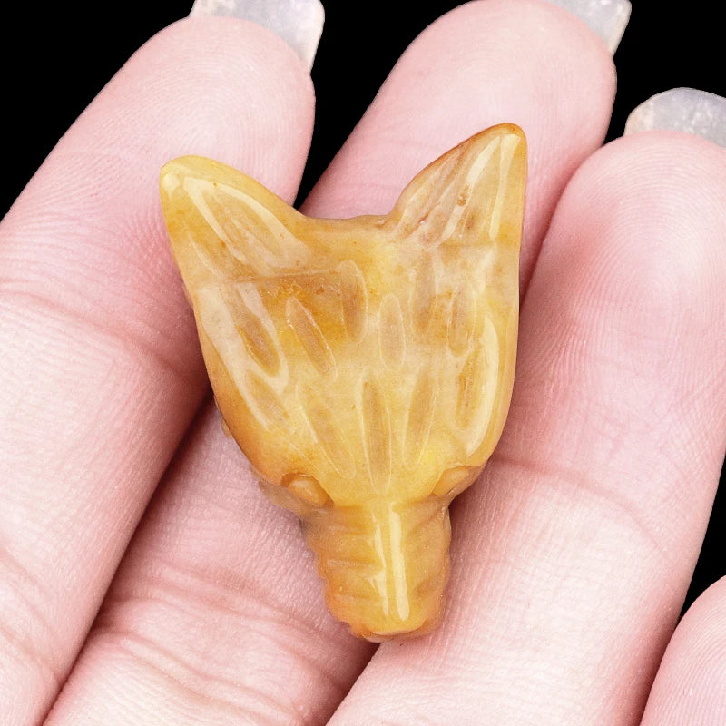 1x 27x25 mm Carved Wolf Head Crystal – Multi-Stone Collection