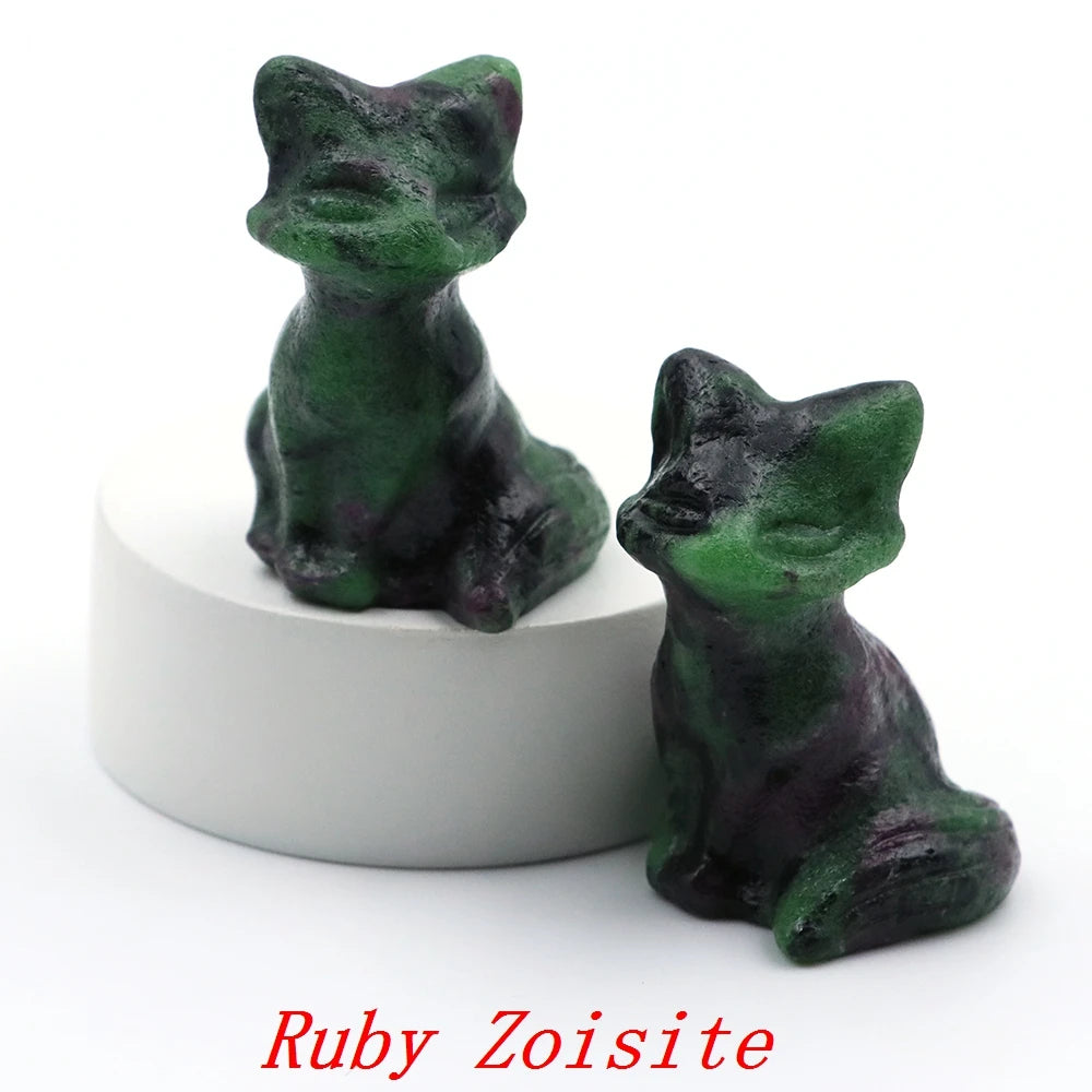 10x Hand-Carved Crystal Fox – 40 mm Figurine (Multi-Stone Collection)