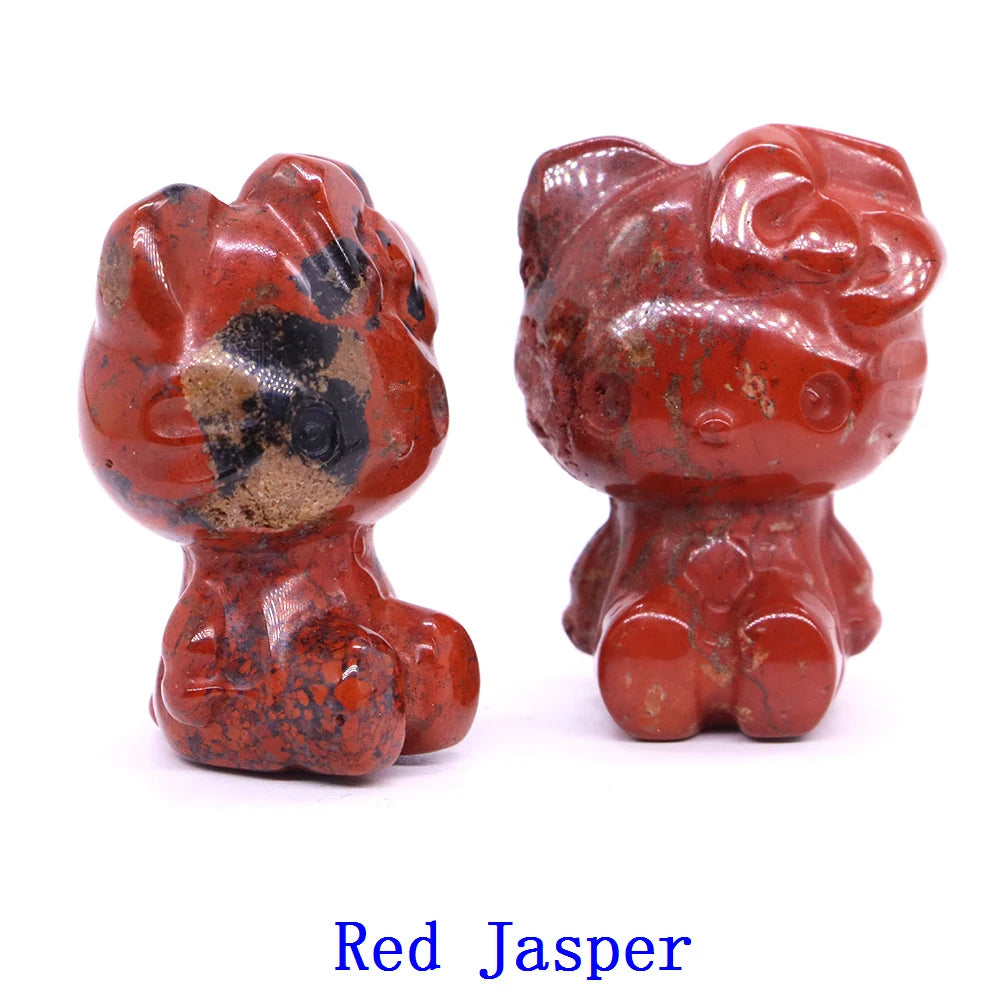 20x Hand-Carved Crystal “Hello Kitty” – 36×25×20 mm Cute Cartoon Cat (Multi-Stone Collection)