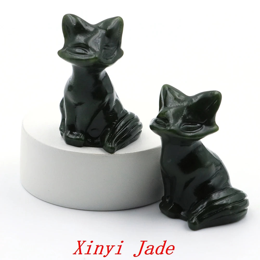 20x Hand-Carved Crystal Fox – 40 mm Figurine (Multi-Stone Collection)