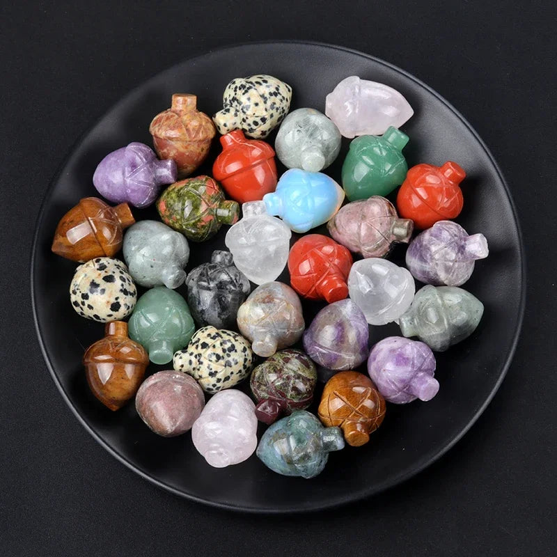 1x Pine Nut (Acorn) Crystal – 20×26 mm Carved Ornament (No Hole)
