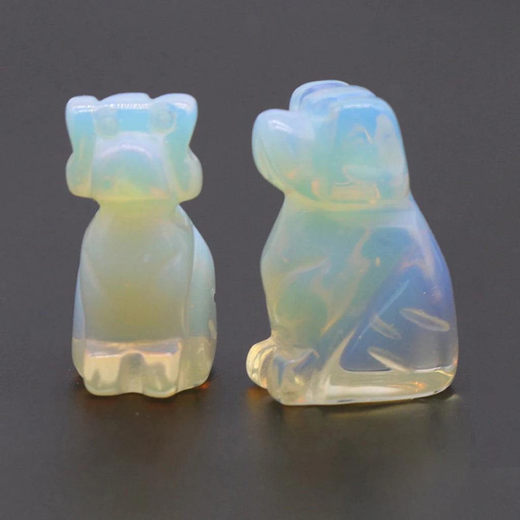 1x Hand-Carved Crystal Dog – 27×17 mm Mini Figurine (Multi-Stone Collection)