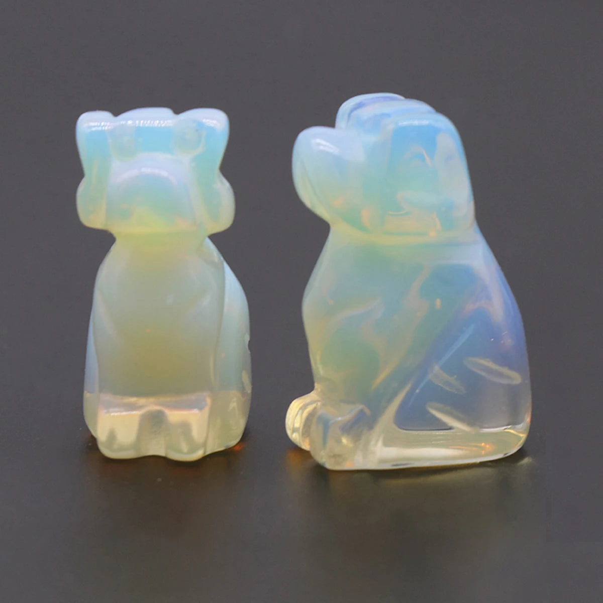 1x Hand-Carved Crystal Dog – 27×17 mm Mini Figurine (Multi-Stone Collection)