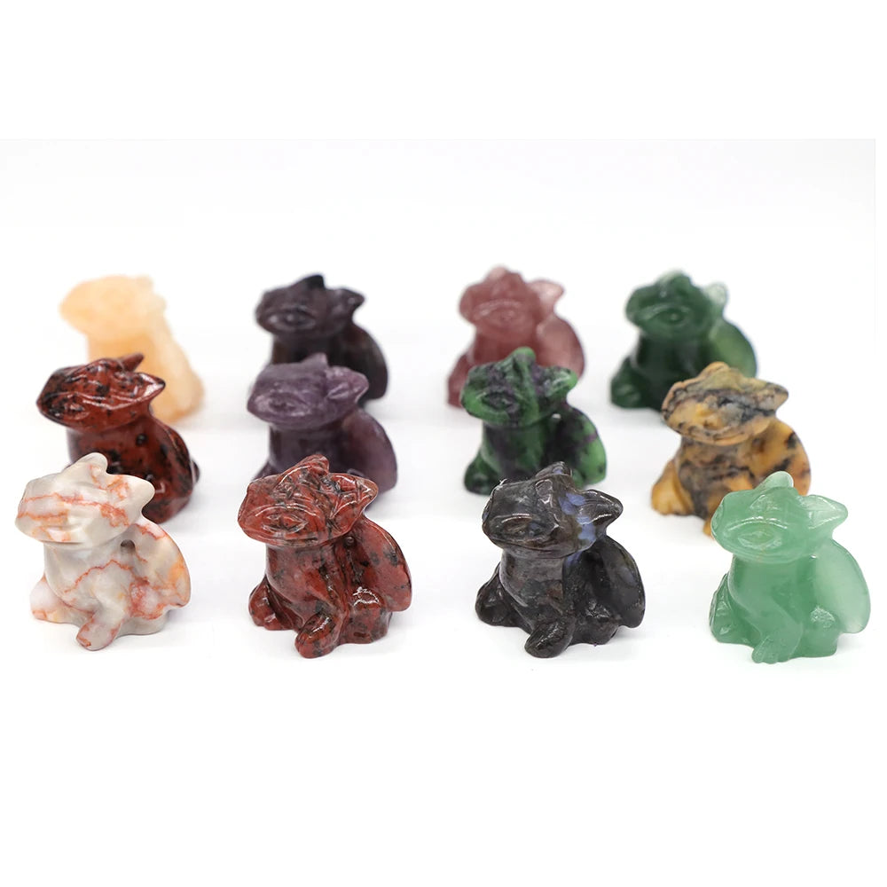 5x Hand-Carved Crystal Dragon – 30 mm “Toothless” Mini Figurine (Multi-Stone Collection)