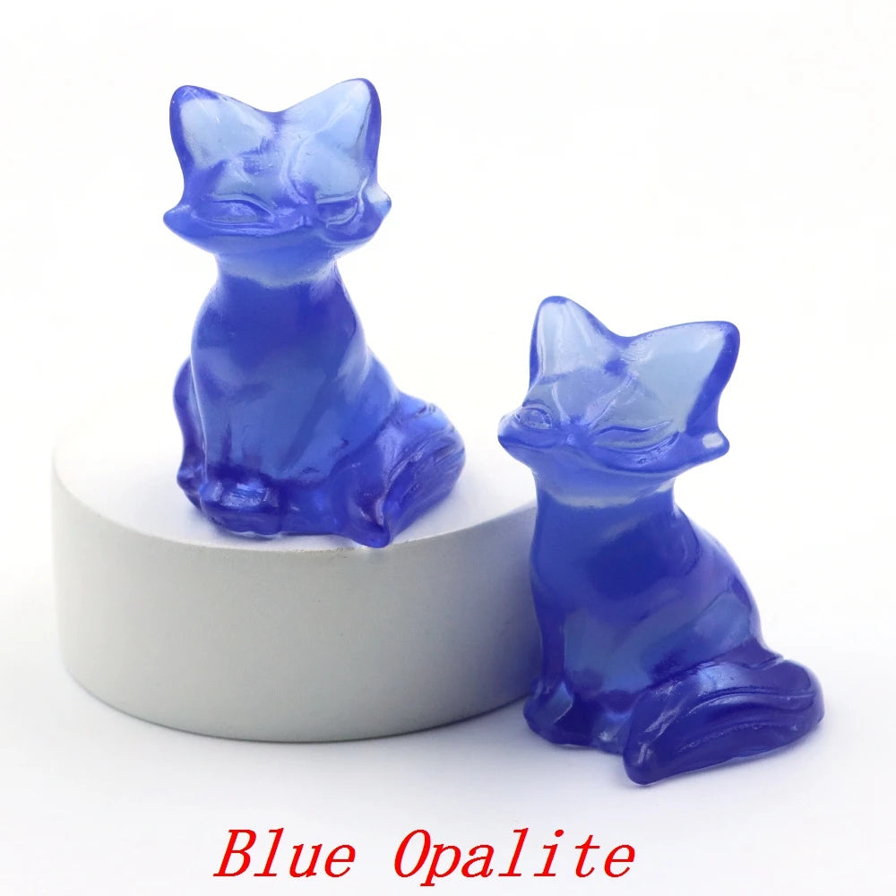1x Hand-Carved Crystal Fox – 40 mm Figurine (Multi-Stone Collection)