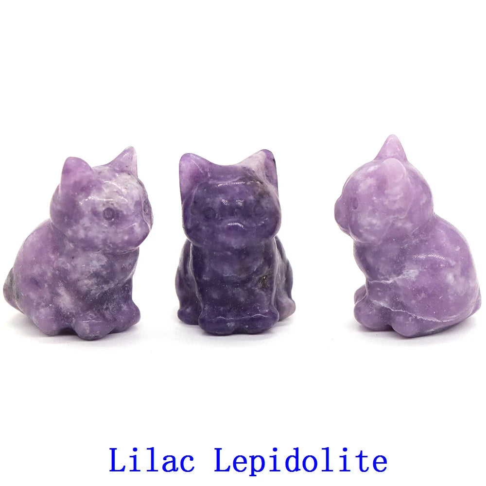 10x Hand-Carved Crystal Cat – 30 mm Mini Figurine (Multi-Stone Collection)