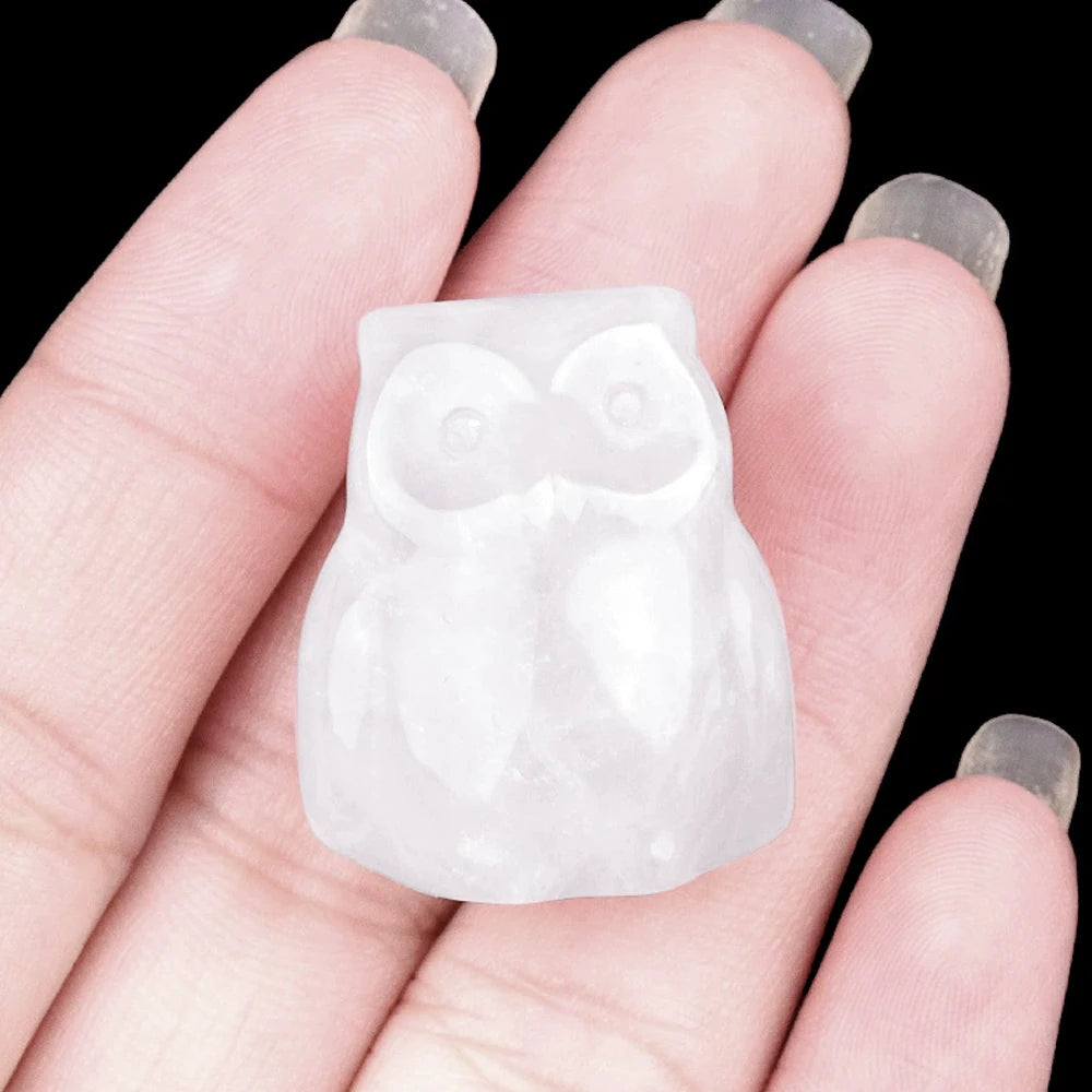 1x Hand-Carved Crystal Owl – 18×27 mm Mini Ornament (Multi-Stone Collection)