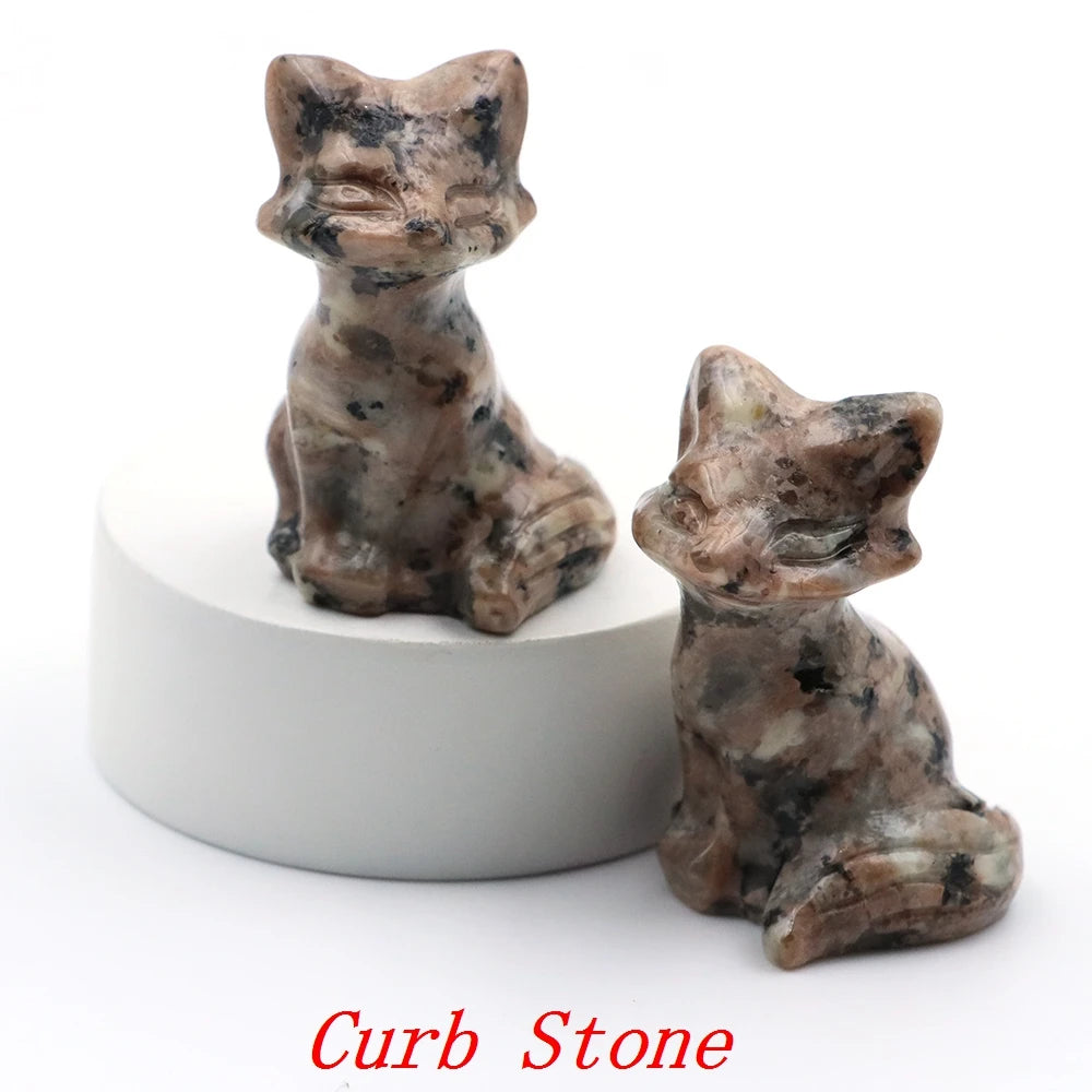 5x Hand-Carved Crystal Fox – 40 mm Figurine (Multi-Stone Collection)