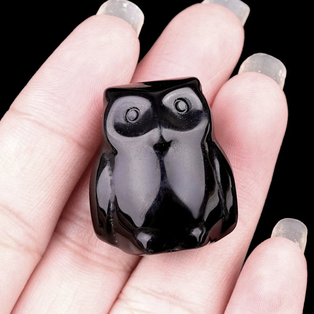 1x Hand-Carved Crystal Owl – 18×27 mm Mini Ornament (Multi-Stone Collection)