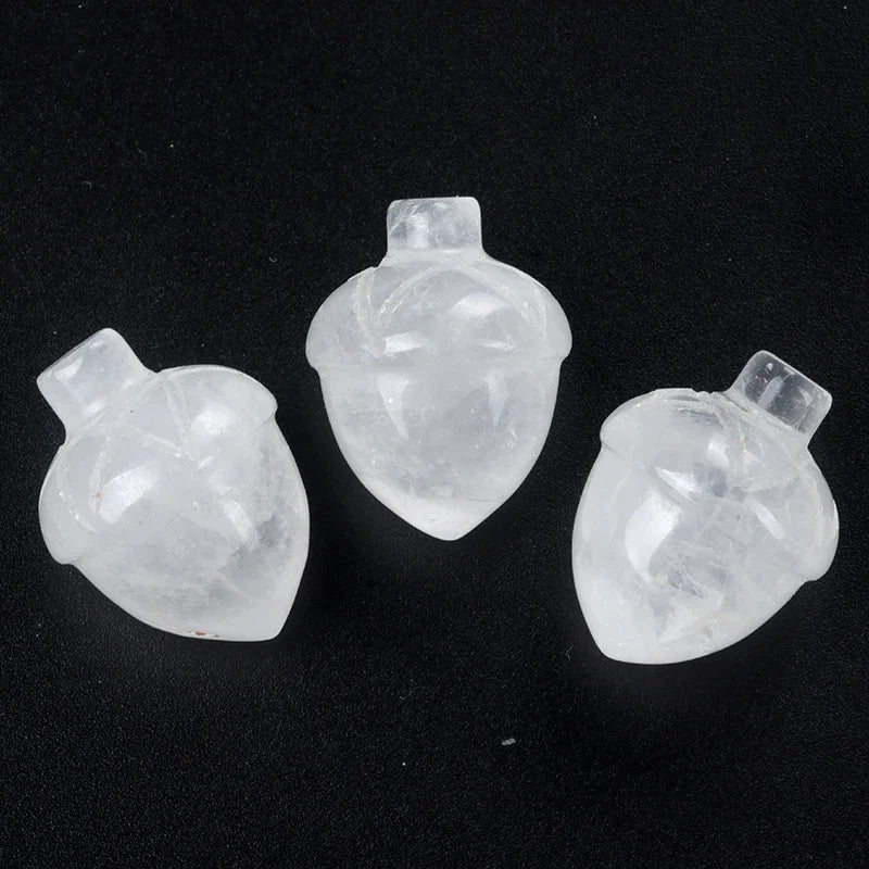 1x Pine Nut (Acorn) Crystal – 20×26 mm Carved Ornament (No Hole)