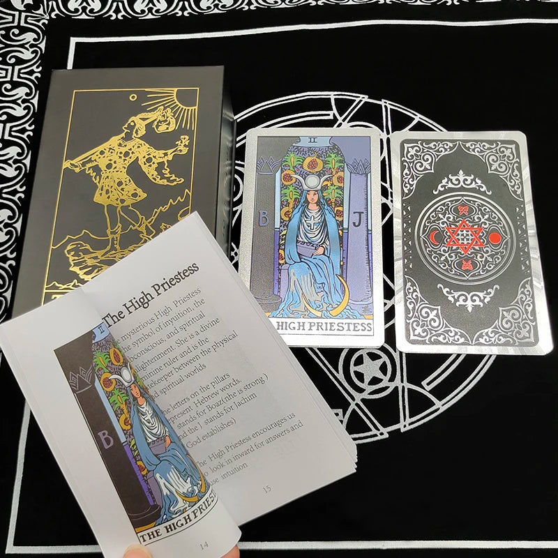 Black Gold Foil Tarot Cards – Plastic Rider Oracle Deck (New Version)