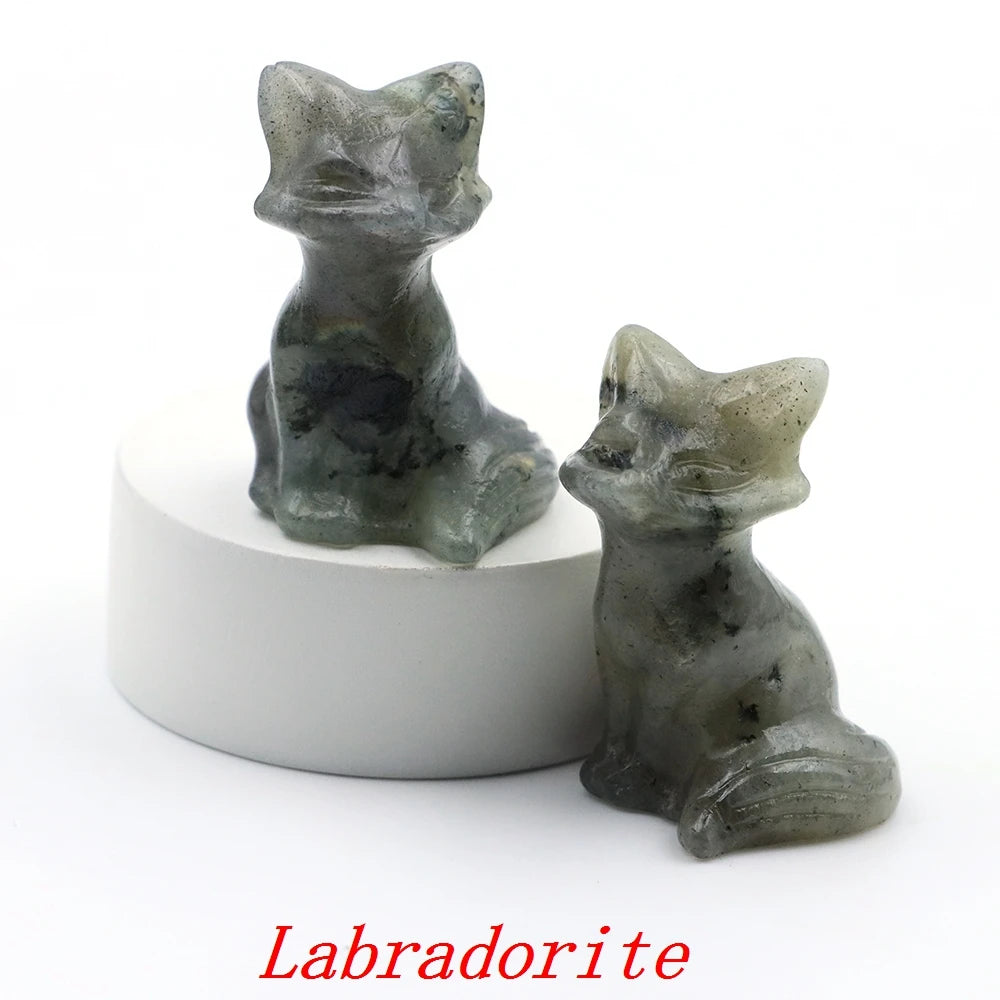 10x Hand-Carved Crystal Fox – 40 mm Figurine (Multi-Stone Collection)