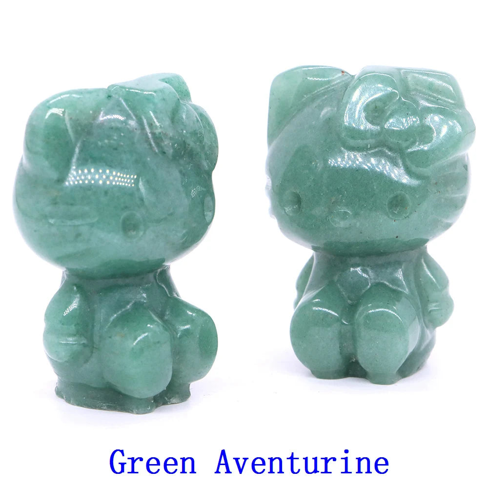 1x Hand-Carved Crystal “Hello Kitty” – 36×25×20 mm Cute Cartoon Cat (Multi-Stone Collection)