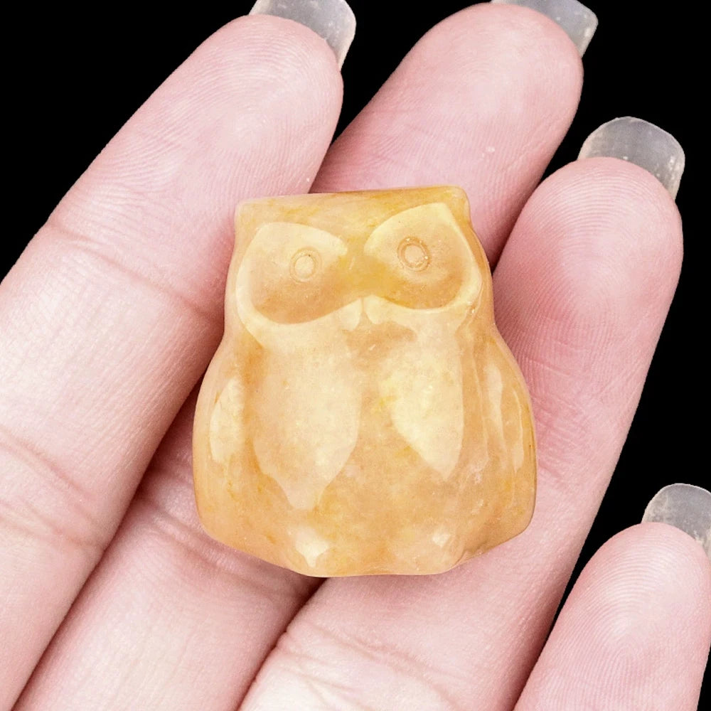 1x Hand-Carved Crystal Owl – 18×27 mm Mini Ornament (Multi-Stone Collection)