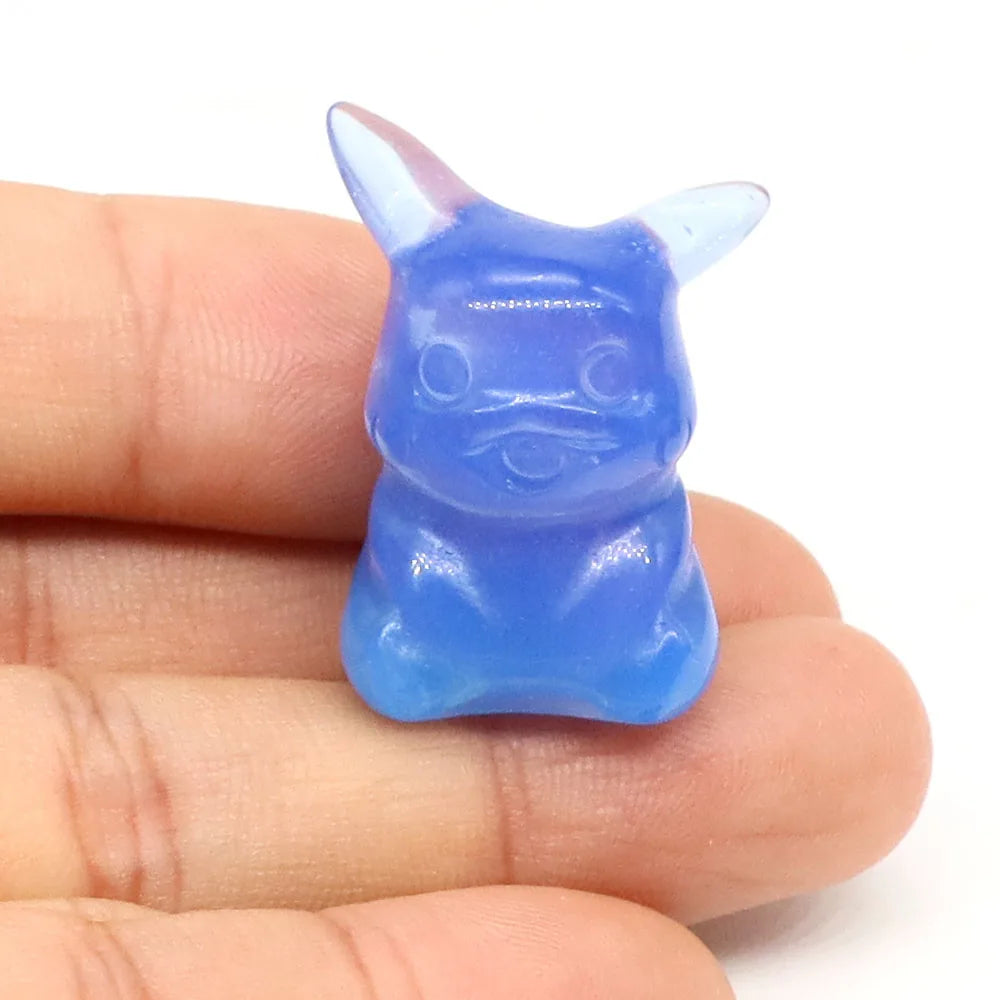5x Hand-Carved Crystal “Pikachu” – 30 mm Mini Figurine (Multi-Stone Collection)