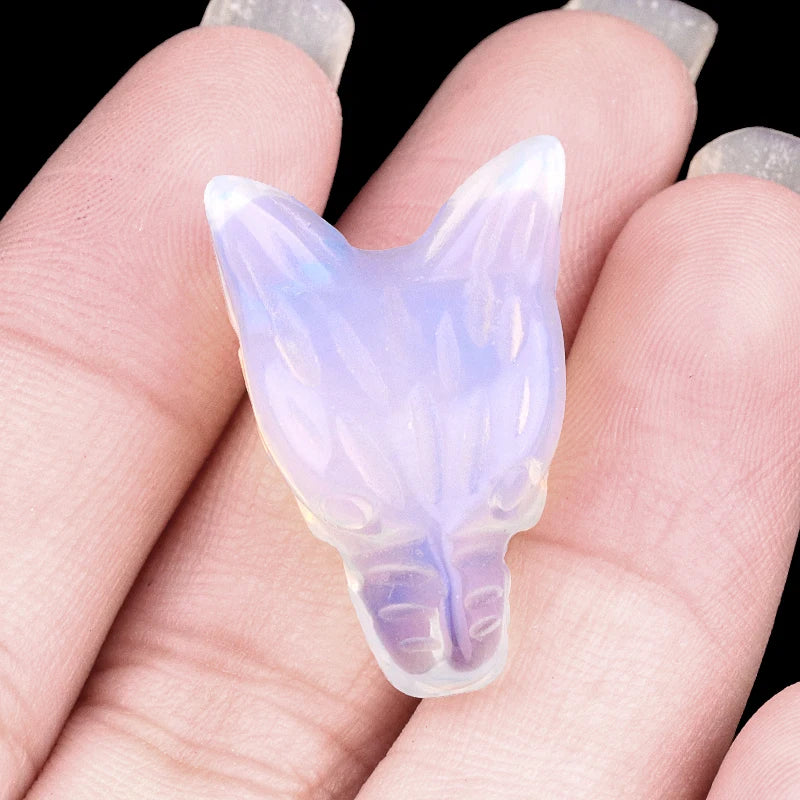 1x 27x25 mm Carved Wolf Head Crystal – Multi-Stone Collection