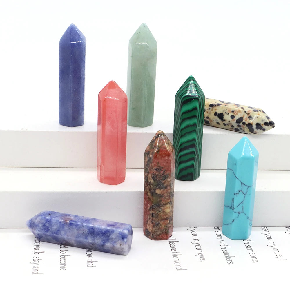 10x 40 mm Crystal Point Wand (Quartz Tower) – 30-Color Collection