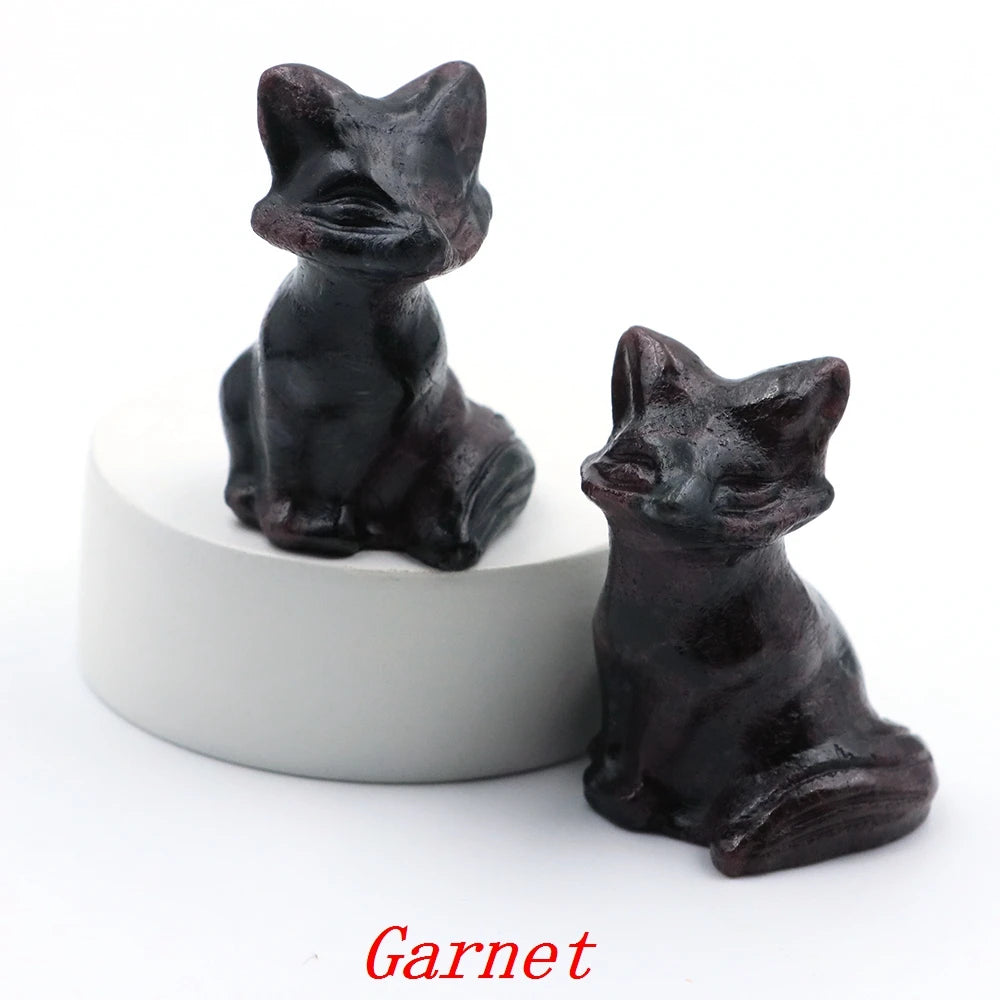 20x Hand-Carved Crystal Fox – 40 mm Figurine (Multi-Stone Collection)