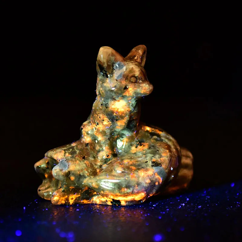 1x Nine‑Tailed Fox Crystal – 40 mm Carved Figurine (Multi‑Stone Collection)