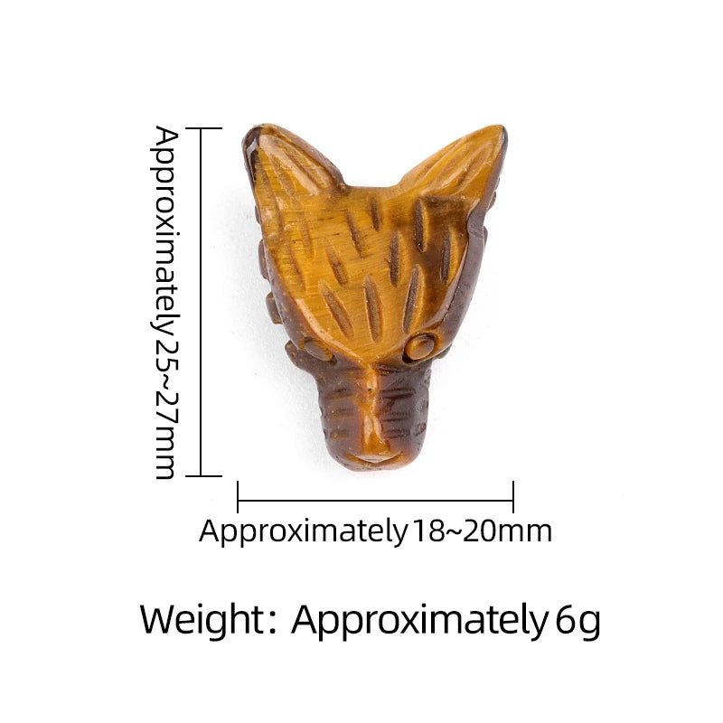 1x 27x25 mm Carved Wolf Head Crystal – Multi-Stone Collection