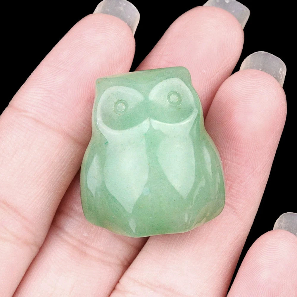 1x Hand-Carved Crystal Owl – 18×27 mm Mini Ornament (Multi-Stone Collection)