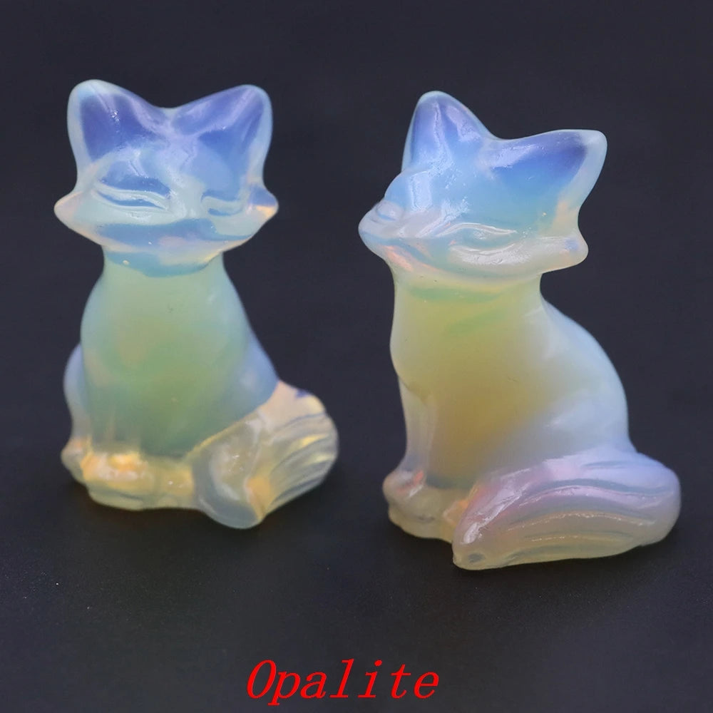 5x Hand-Carved Crystal Fox – 40 mm Figurine (Multi-Stone Collection)
