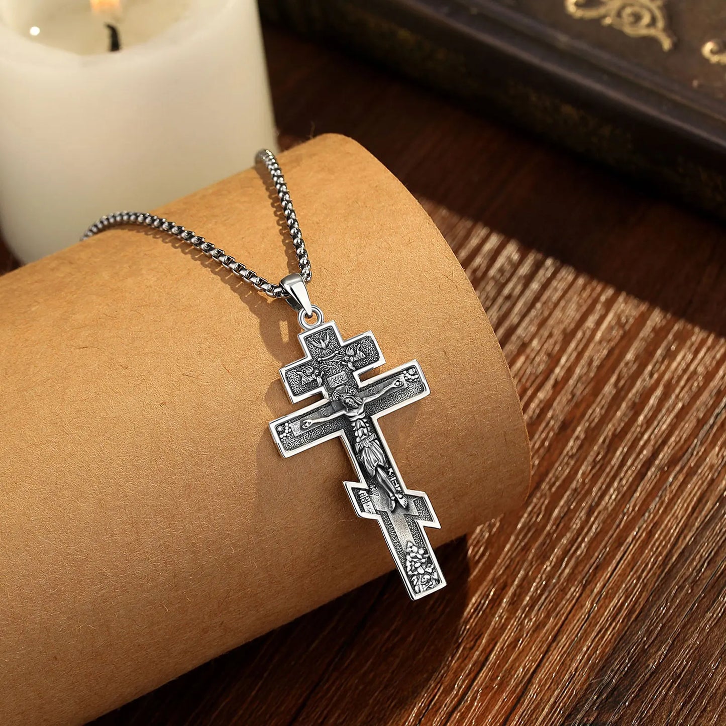 Collier Croix Orthodoxe Eudora en Argent Sterling 925 – Pendentif Crucifix de Jésus | Bijou religieux chrétien pour hommes et femmes 