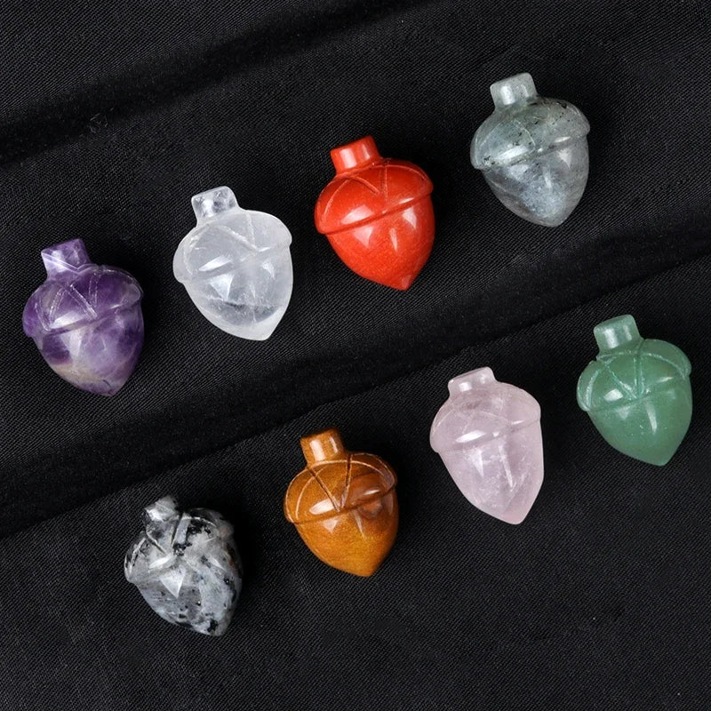 1x Pine Nut (Acorn) Crystal – 20×26 mm Carved Ornament (No Hole)